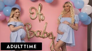 Szívdöglesztő terhes barinők hármasban: Rylee Blake és Aubrey Kate szeretkeznek egy hűtlen férjjel!