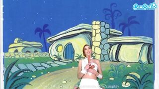 Cuki zsenge wilma flintstone cosplayben masturbál és orálozza a nagy fazsat