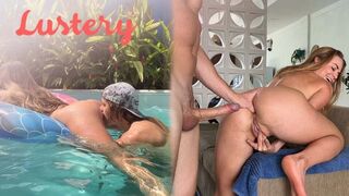 Buxom világos szőke amateur valagát reszelik úszás után