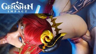 Keleti táncosnő nilou fenekét keményen megdugja a bréje – genshin impact cosplay